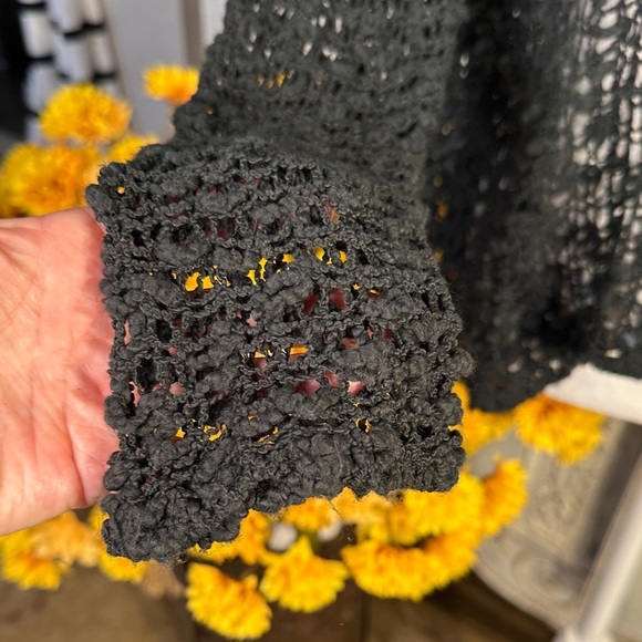 Cool Y2K Open Black Knit Slouchy Long Sleeves Sweater - Picture 5 of 10